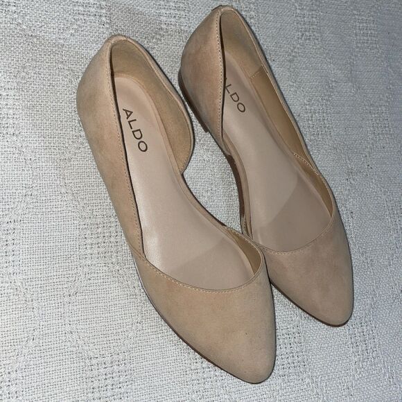Aldo Women’s Dressy Flats Size 8 M Beige Leather Going Out Party Fun NWOB - Picture 1 of 12